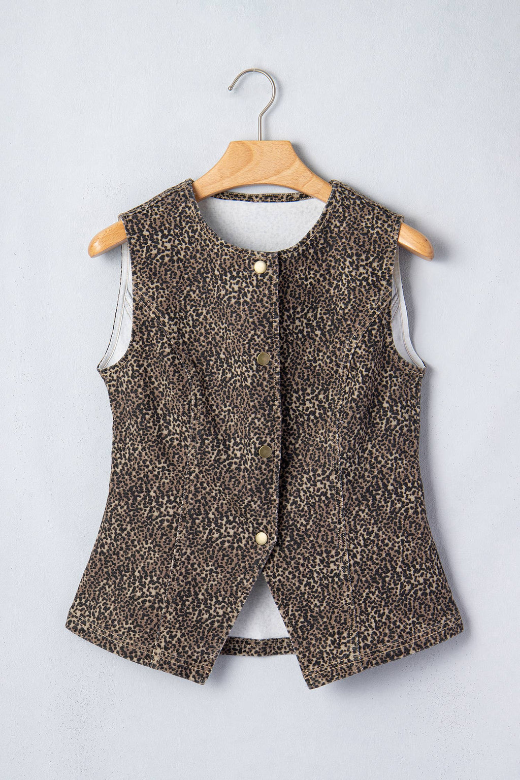 LDC Western Leopard Print Slim Denim Vest (PRE-ORDER)