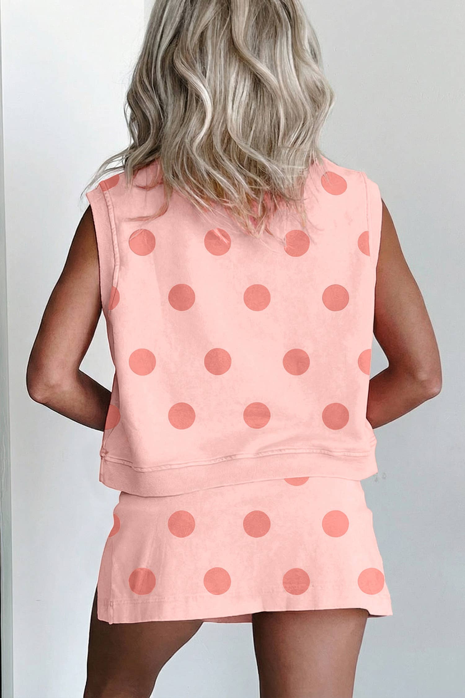 Plus Polka Dot Print Tank Split Mini Skort 2pcs Set (S-XL) PRE-ORDER