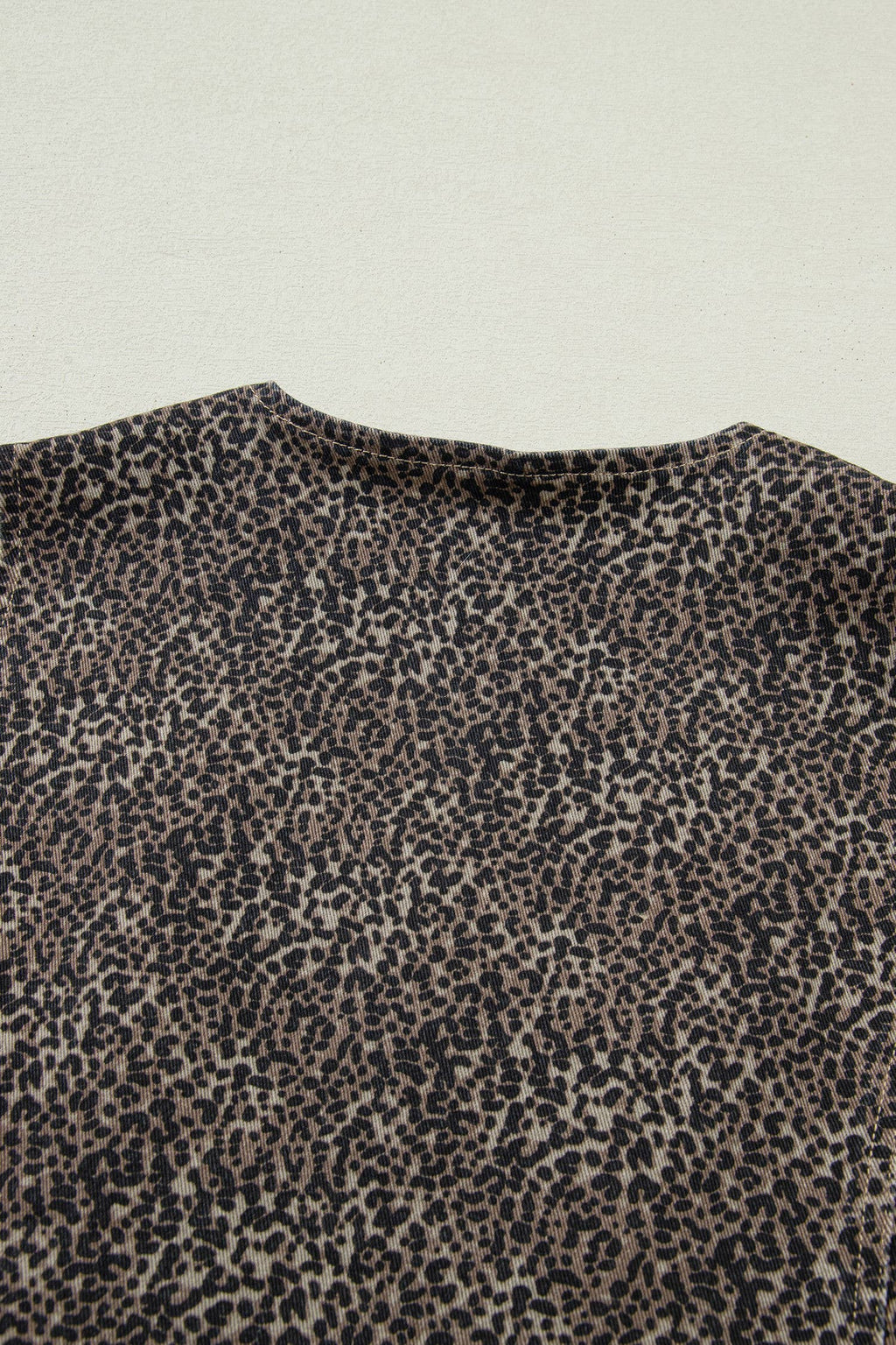 Leopard Print Button-Front Sleeveless Slim Denim Vest