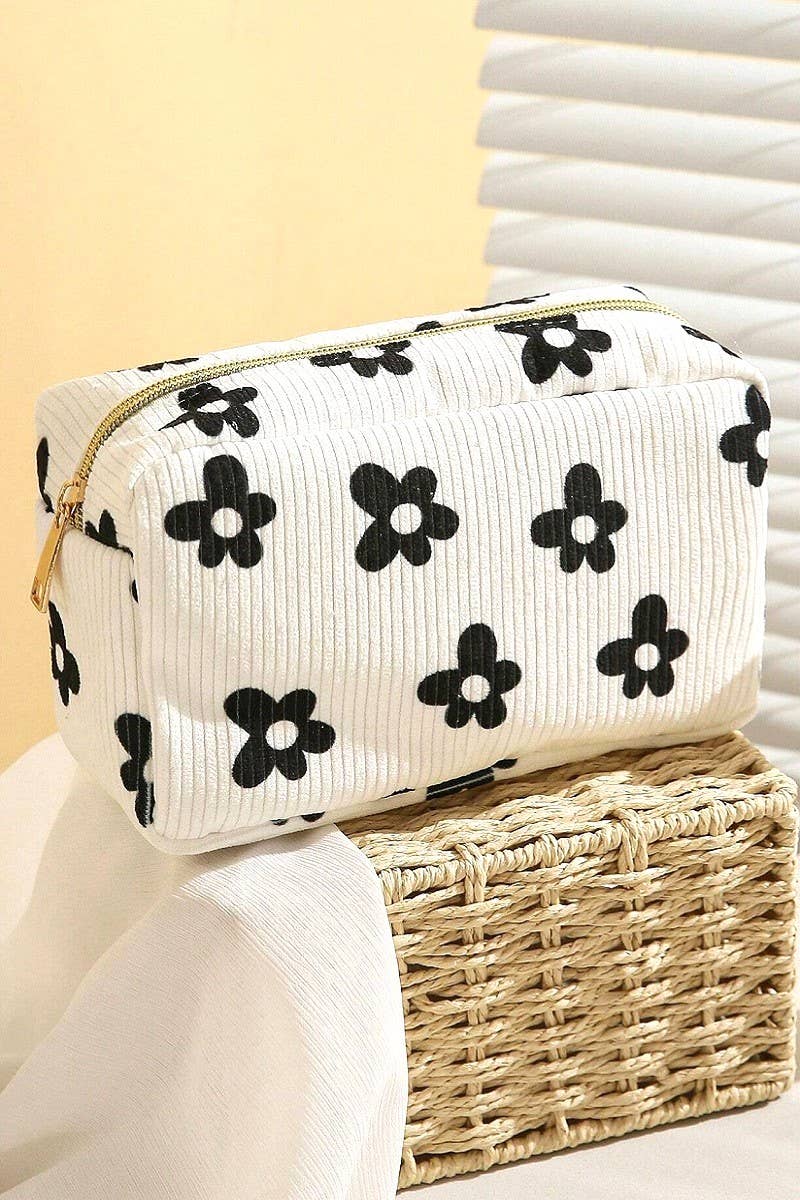 Corduroy cosmetic make up bag pouch