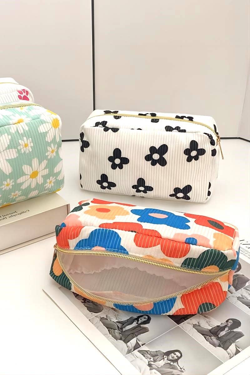 Corduroy cosmetic make up bag pouch