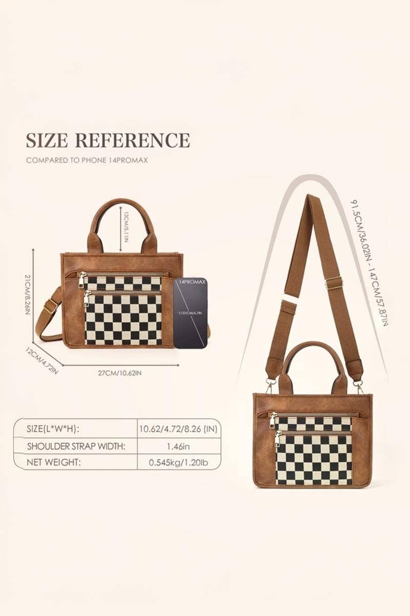 1023 Checkered Canvas Tote Bag SI-28967 (Pre-order)