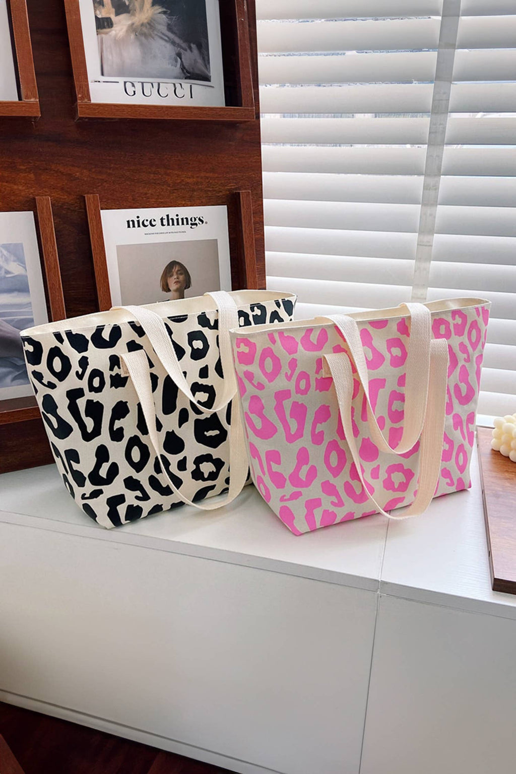 LDC Leopard Print Canvas Tote Bag