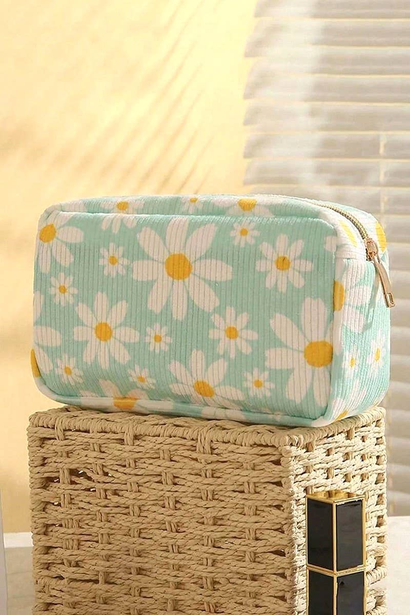 Corduroy cosmetic make up bag pouch