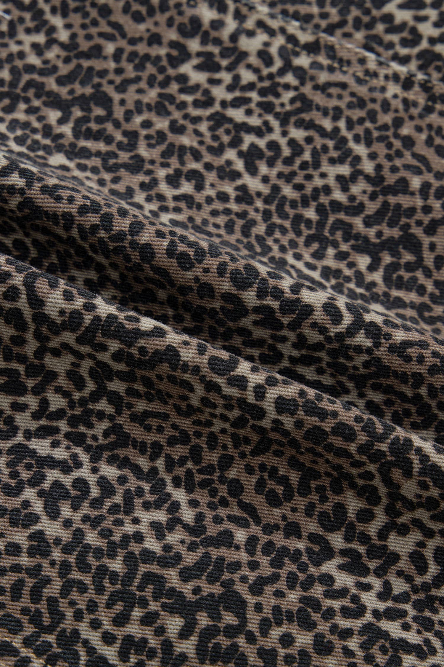 Leopard Print Button-Front Sleeveless Slim Denim Vest