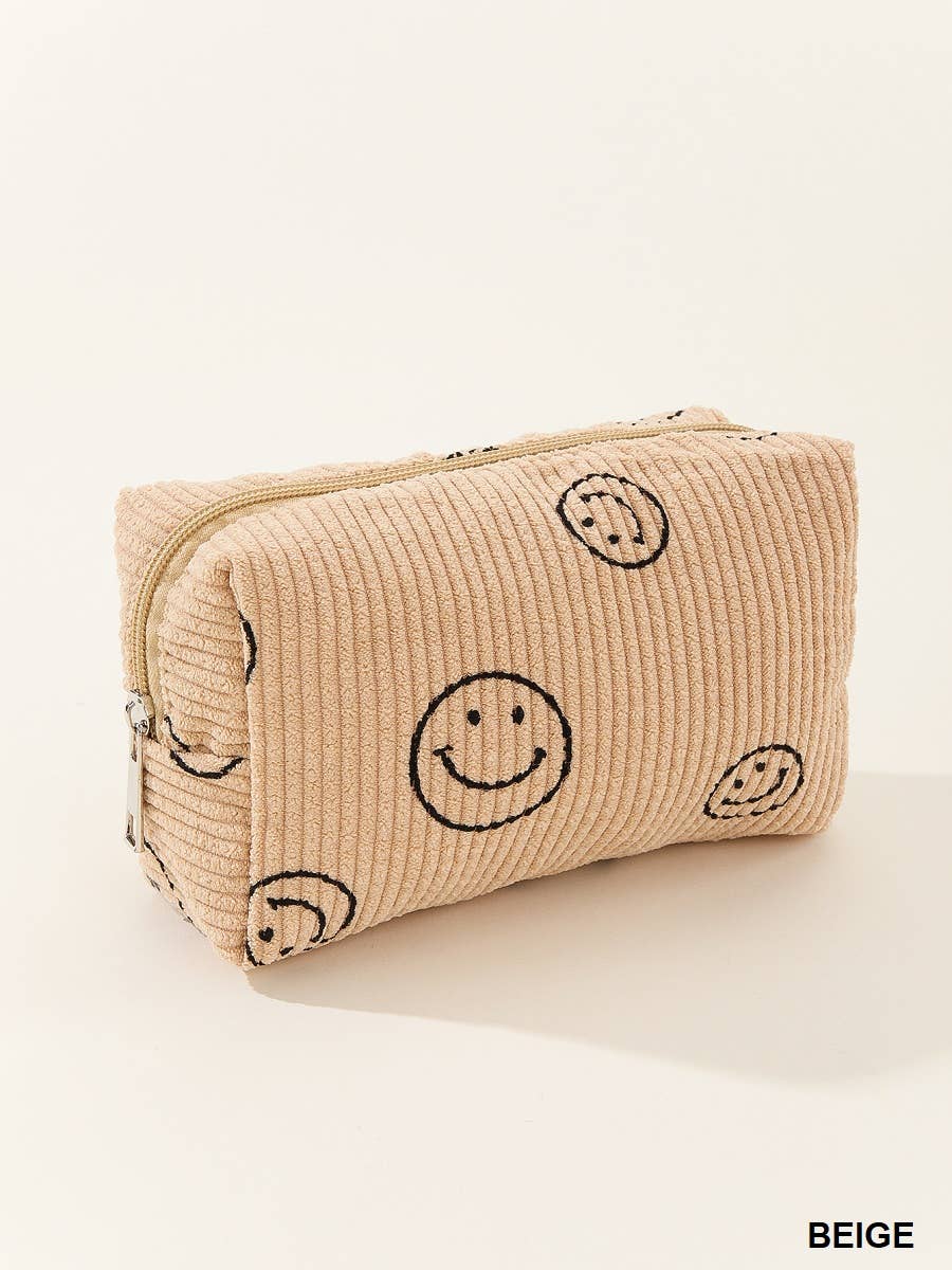 Corduroy cosmetic make up bag pouch