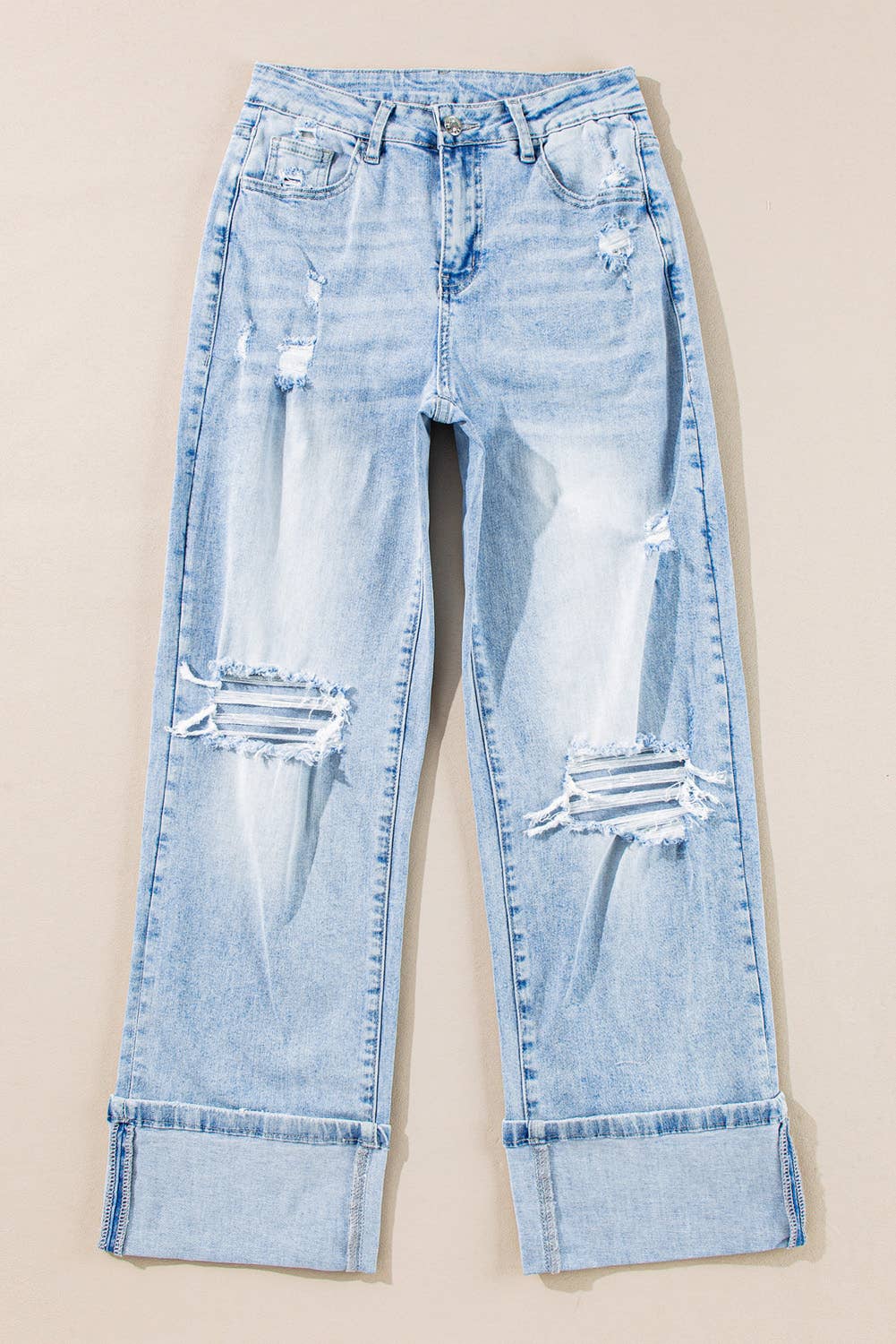 Beau Blue Light Wash Distressed Flare Jeans (PRE-ORDER)