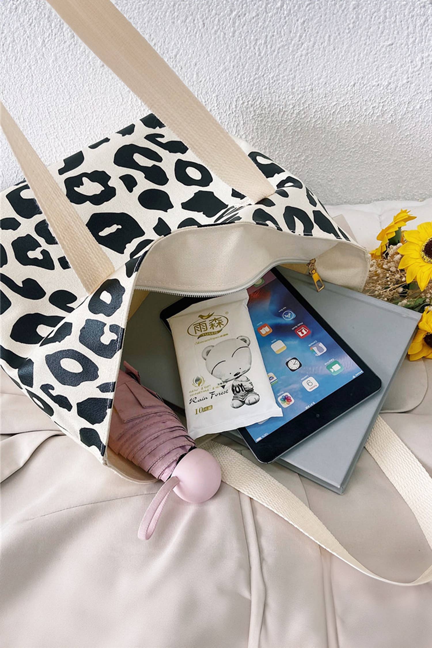 LDC Leopard Print Canvas Tote Bag