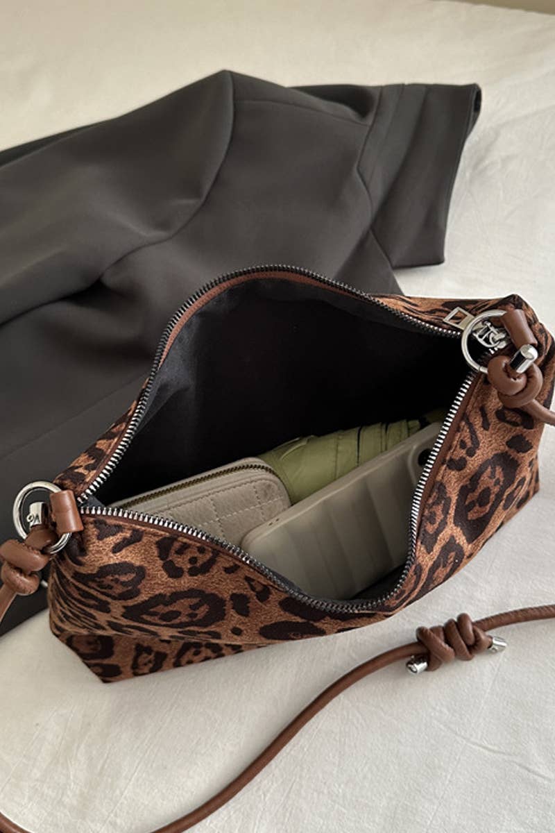 1216 Vintage Leopard Faux Suede Shoulder Bag SI-29023