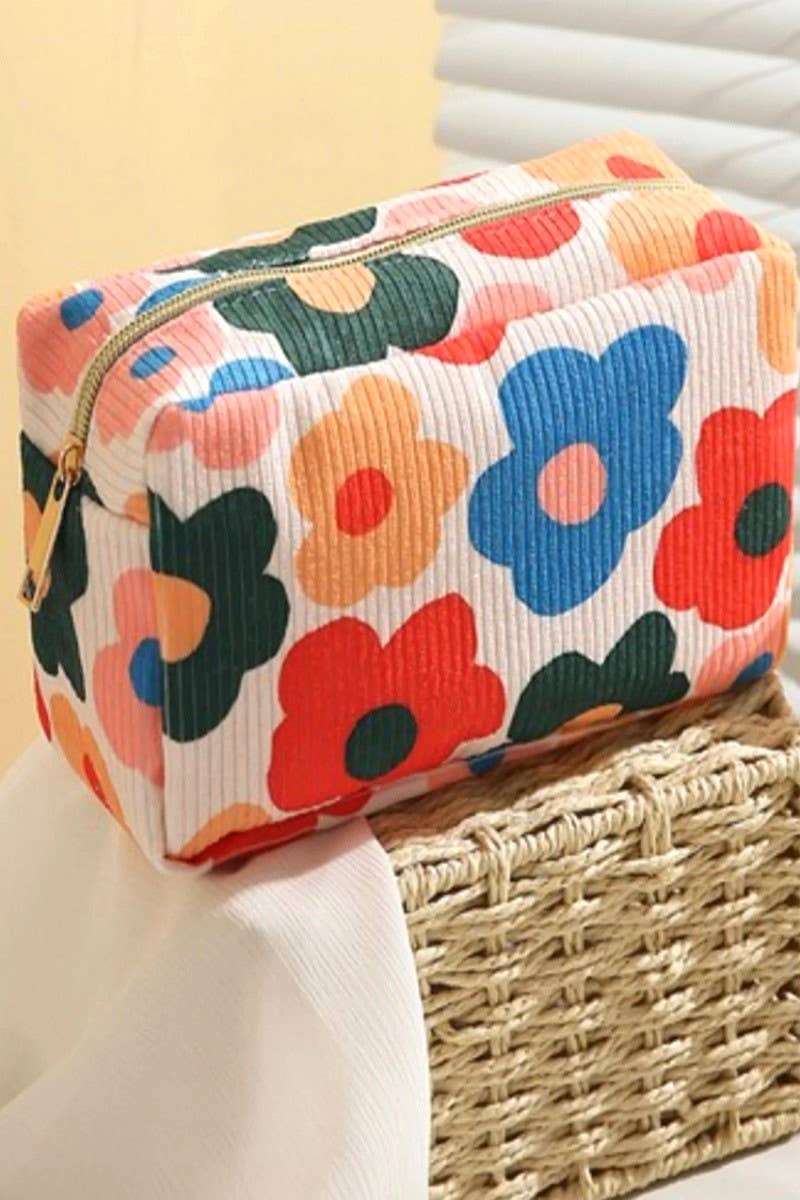 Corduroy cosmetic make up bag pouch