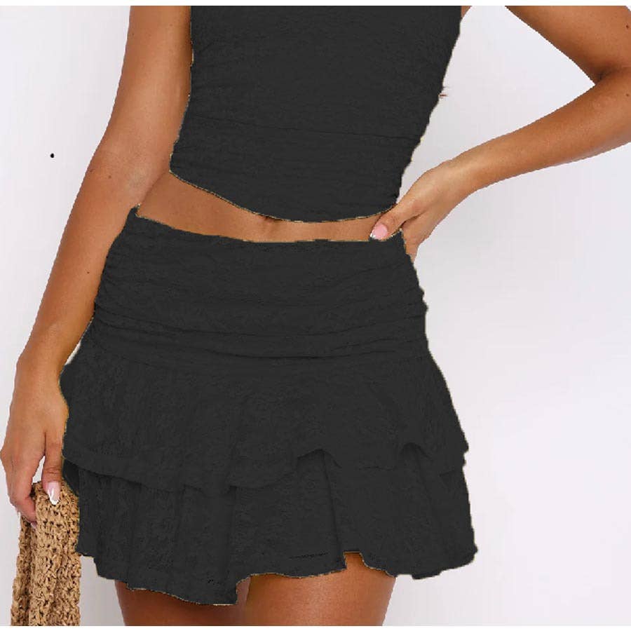 Hottie Multi-Layered Cake Lace Stacked Short Skirt