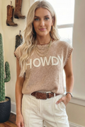 Western HOWDY Embroidered Knit Graphic Top (S-XL)