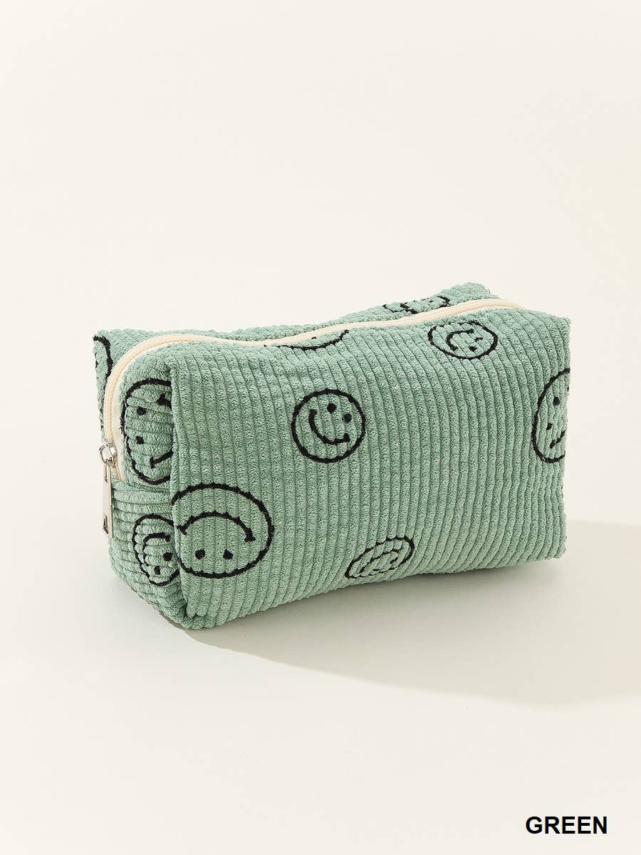 Corduroy cosmetic make up bag pouch