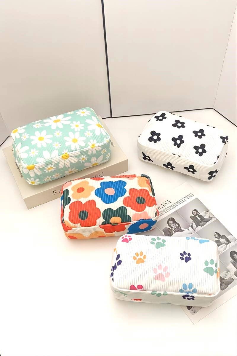 Corduroy cosmetic make up bag pouch