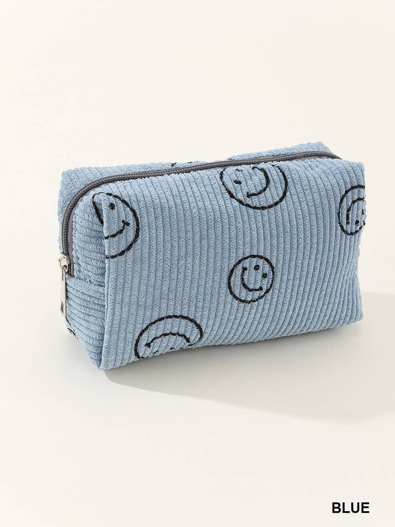 Corduroy cosmetic make up bag pouch