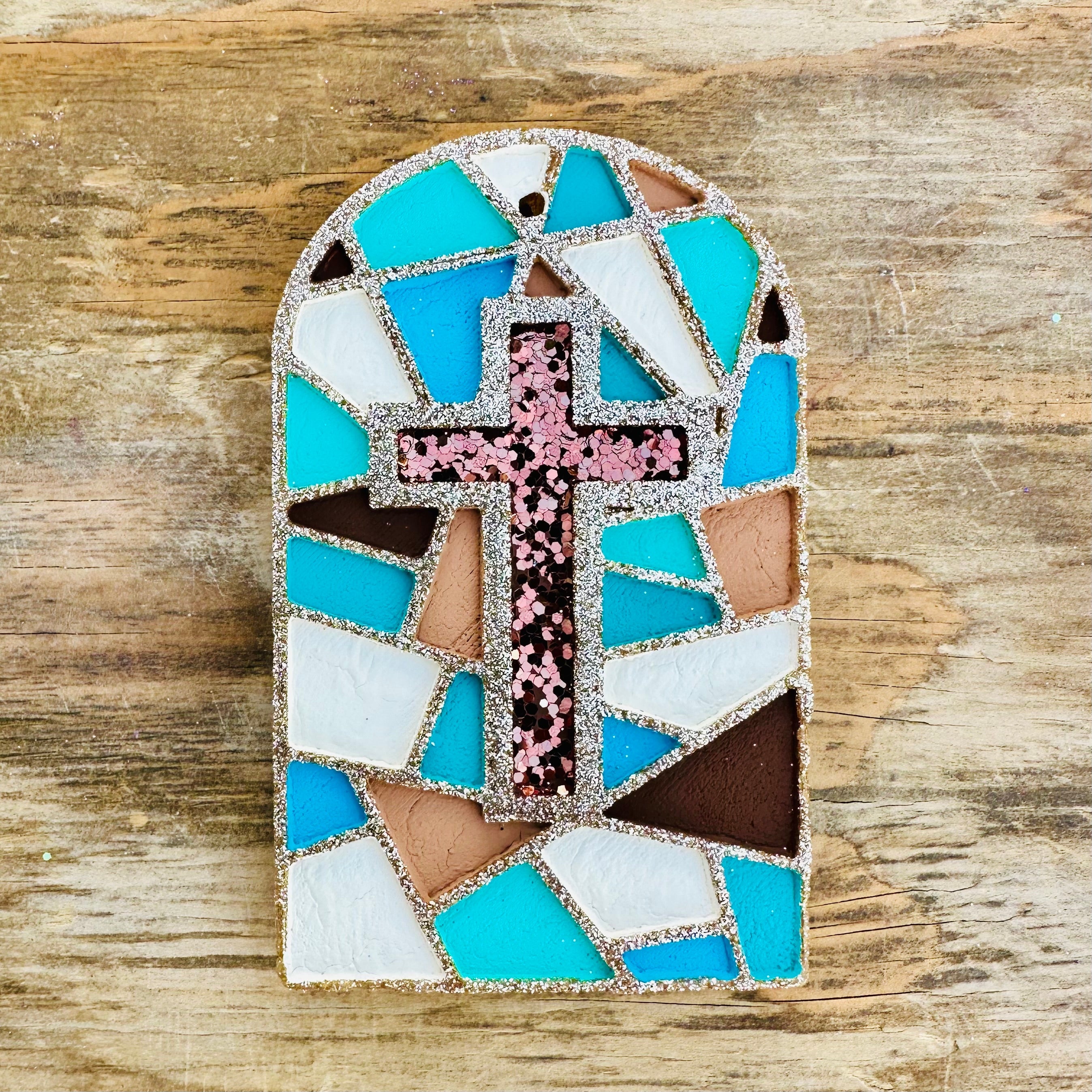 Mosaic Cross Car Freshie