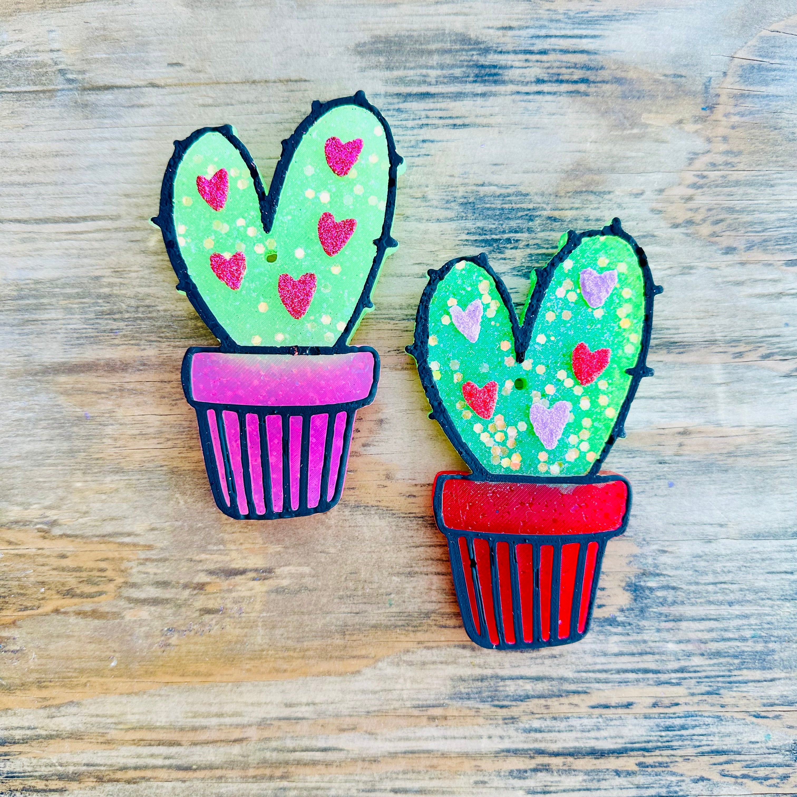 2026 Valentine Cactus Pot Car Freshie