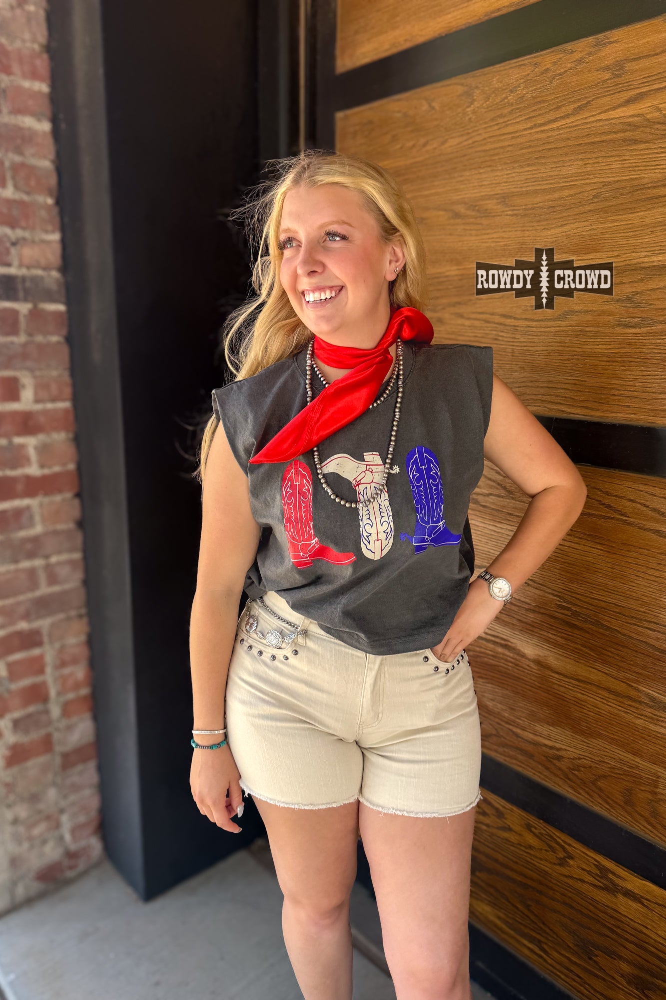 Red, White & Boots Tank