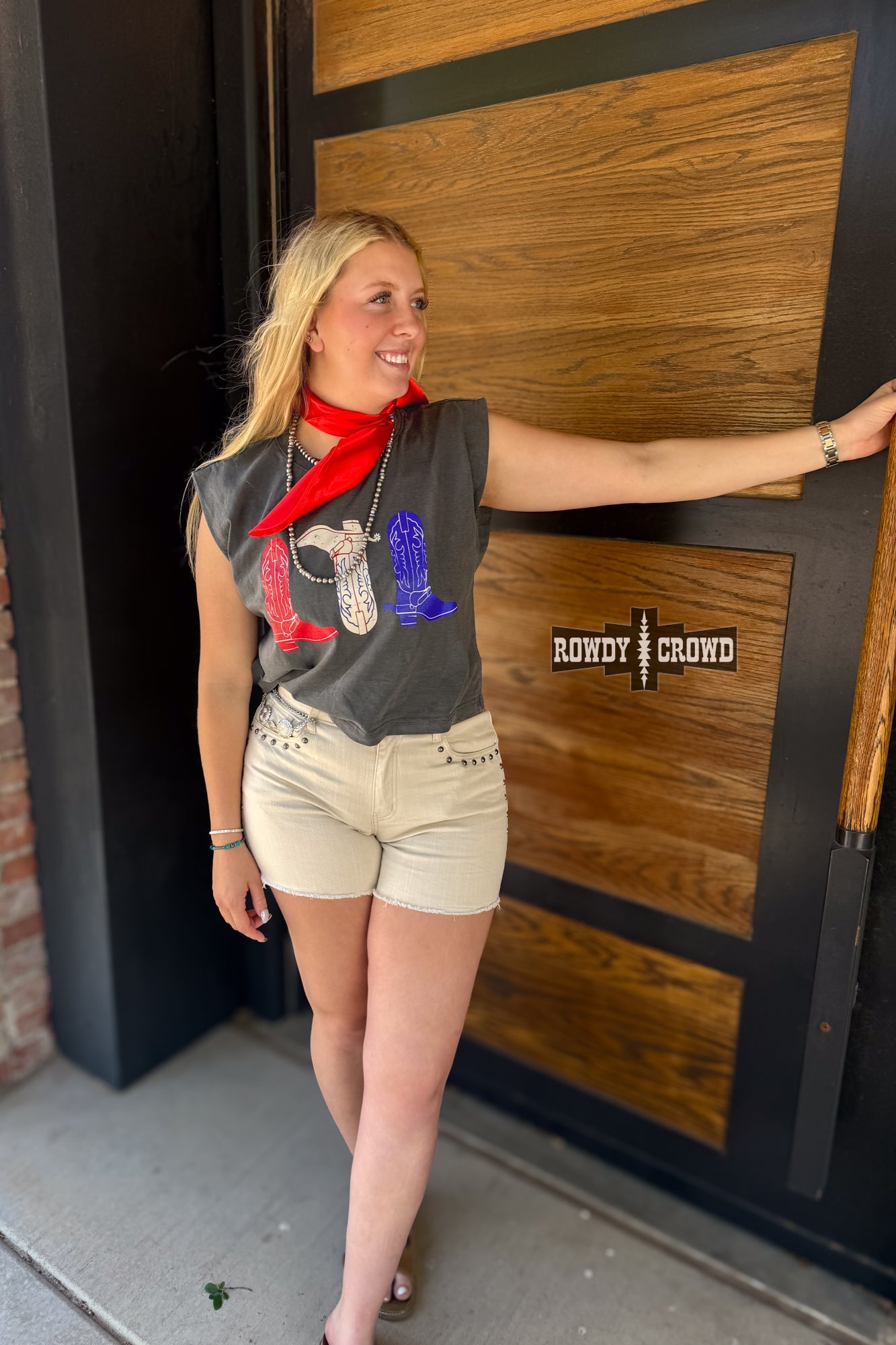 Red, White & Boots Tank