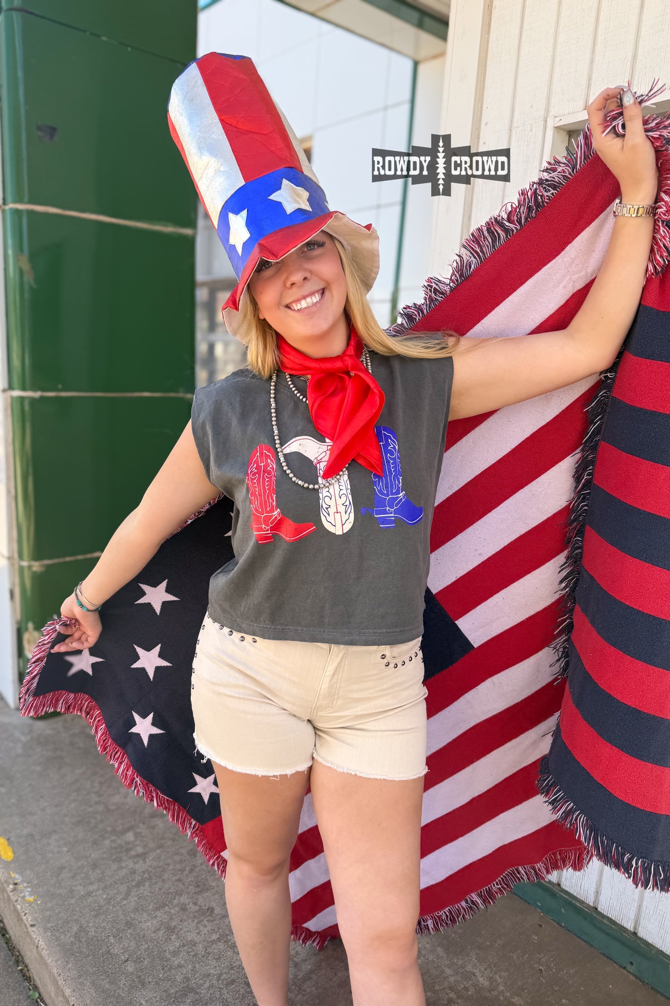 Red, White & Boots Tank
