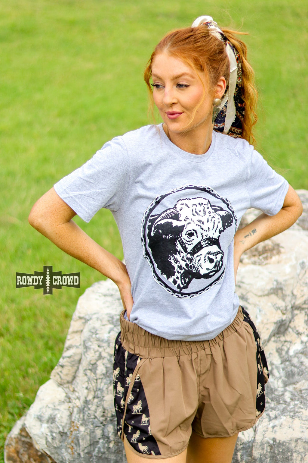 Happy Hereford Tee- GREY