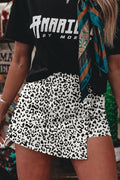 Western Leopard Print Button Overlap Denim Shorts