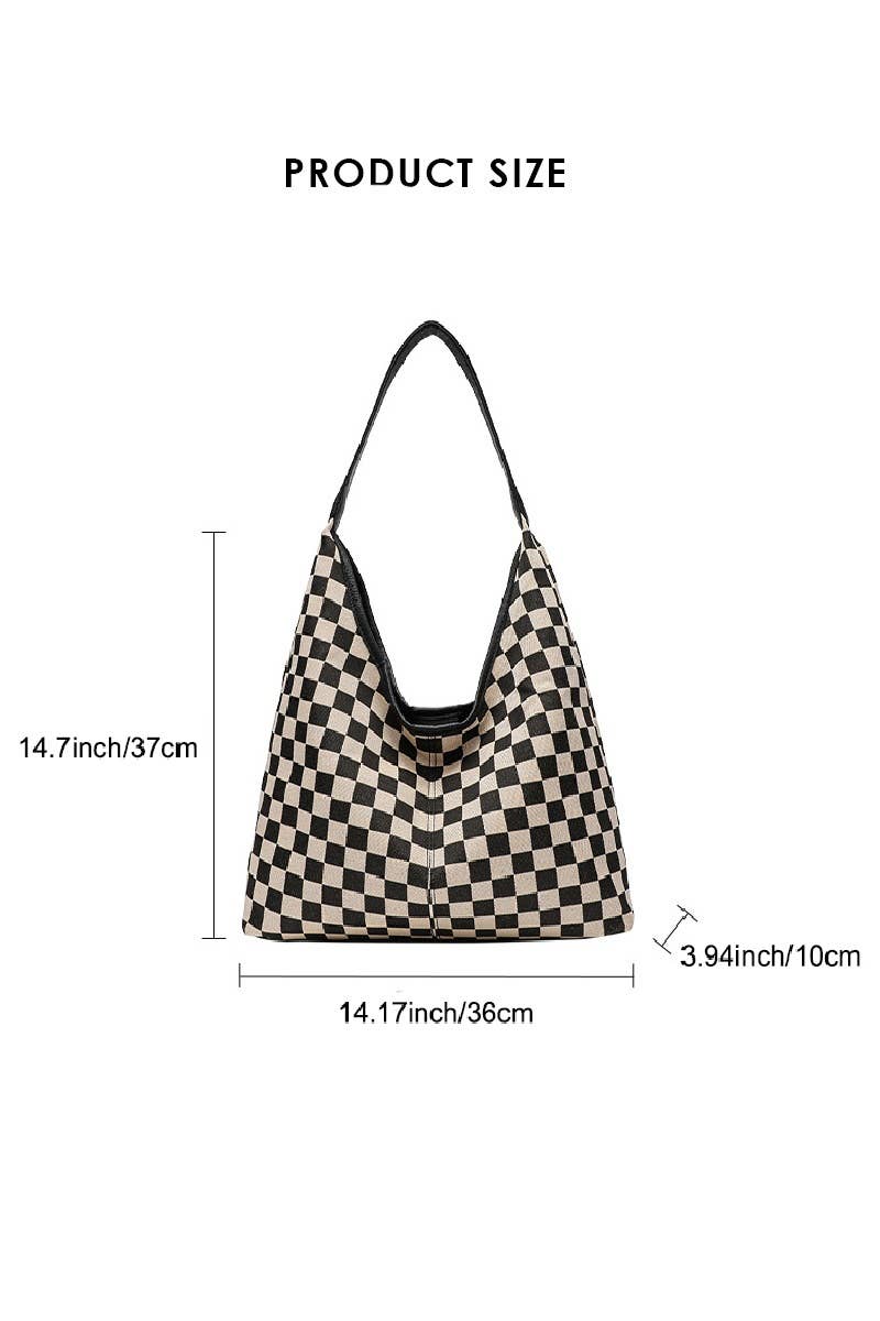 1205 Checkered Hobo Tote Bag SI-28856