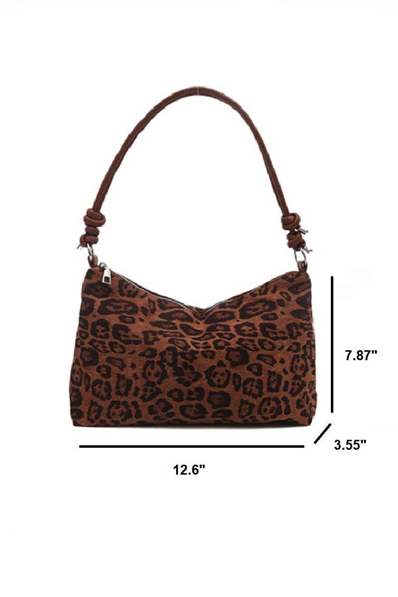 1216 Vintage Leopard Faux Suede Shoulder Bag SI-29023