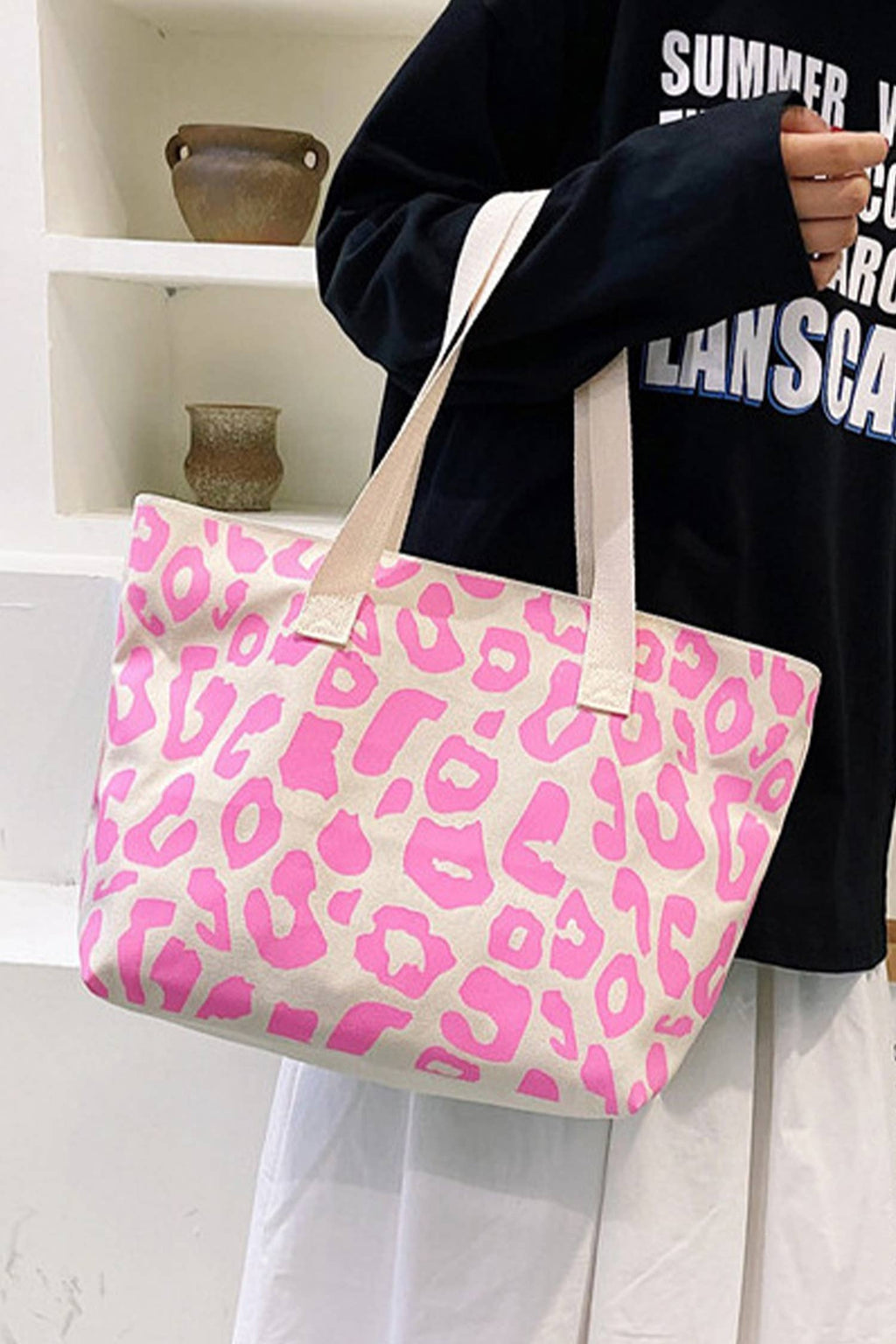 LDC Leopard Print Canvas Tote Bag