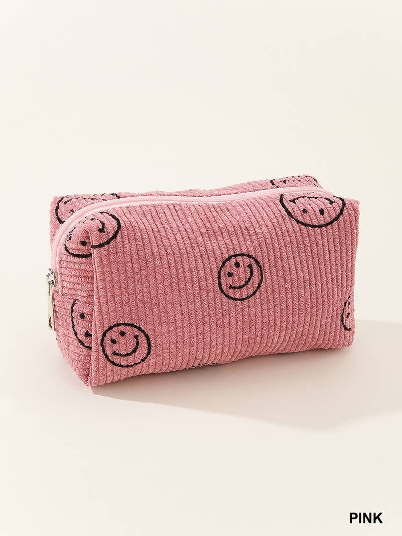 Corduroy cosmetic make up bag pouch