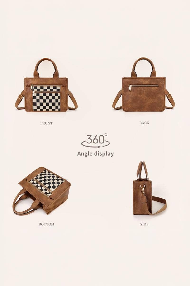 1023 Checkered Canvas Tote Bag SI-28967 (Pre-order)