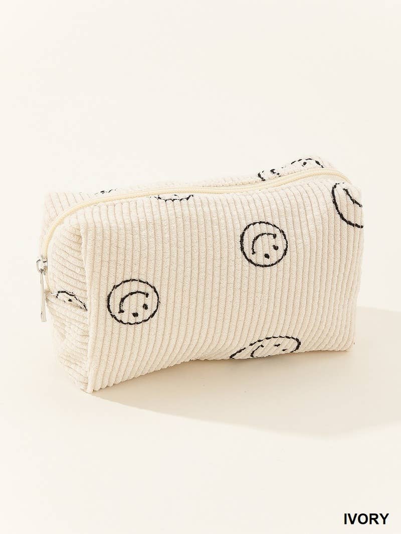Corduroy cosmetic make up bag pouch