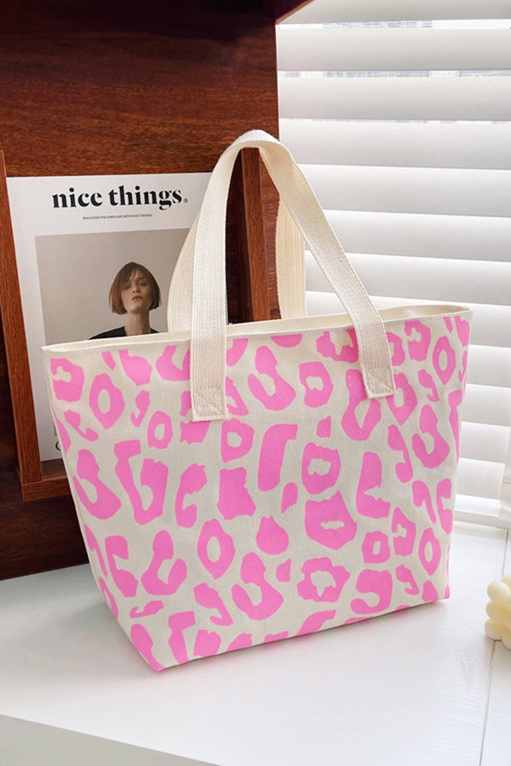 LDC Leopard Print Canvas Tote Bag