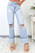 Beau Blue Light Wash Distressed Flare Jeans (PRE-ORDER)