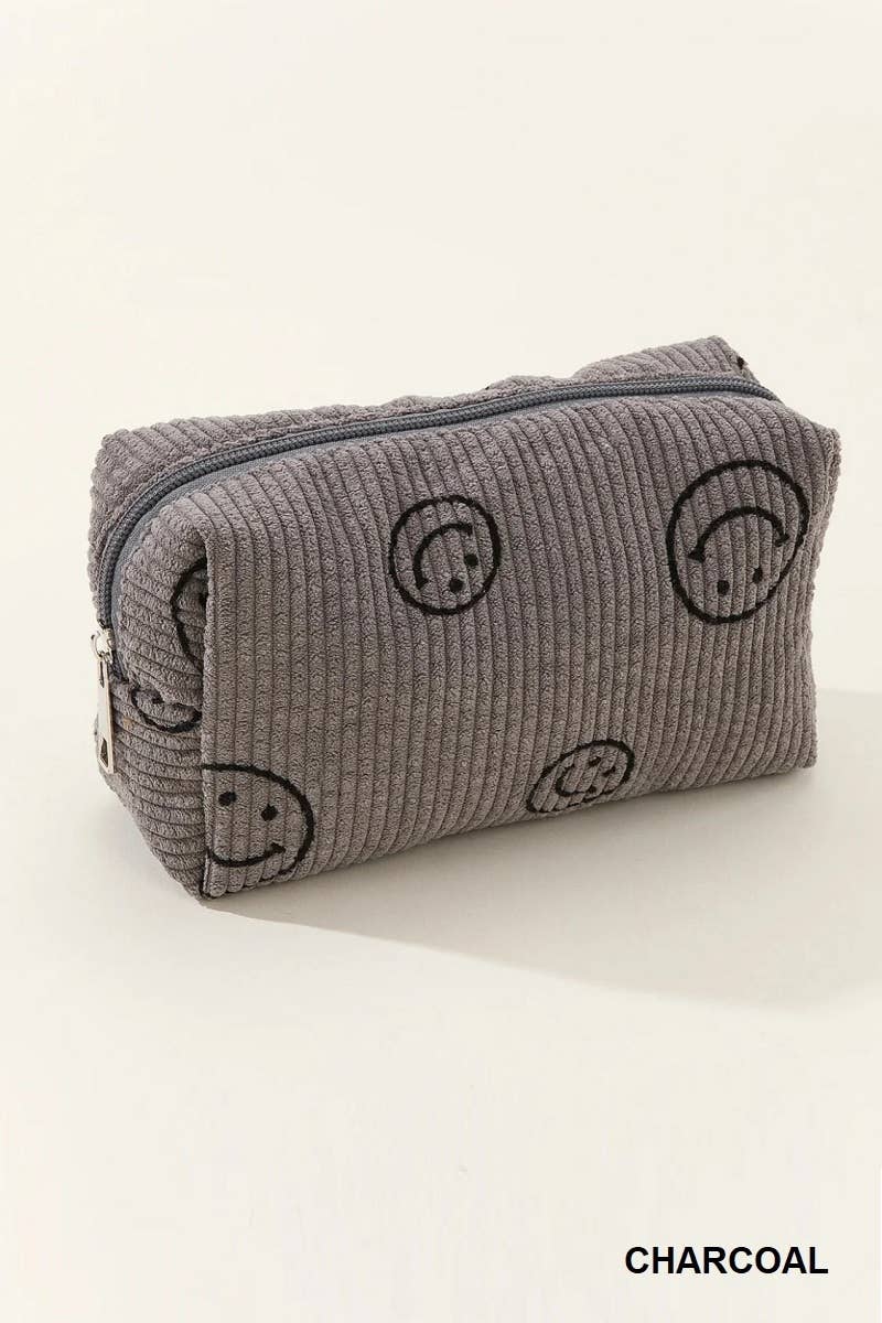Corduroy cosmetic make up bag pouch