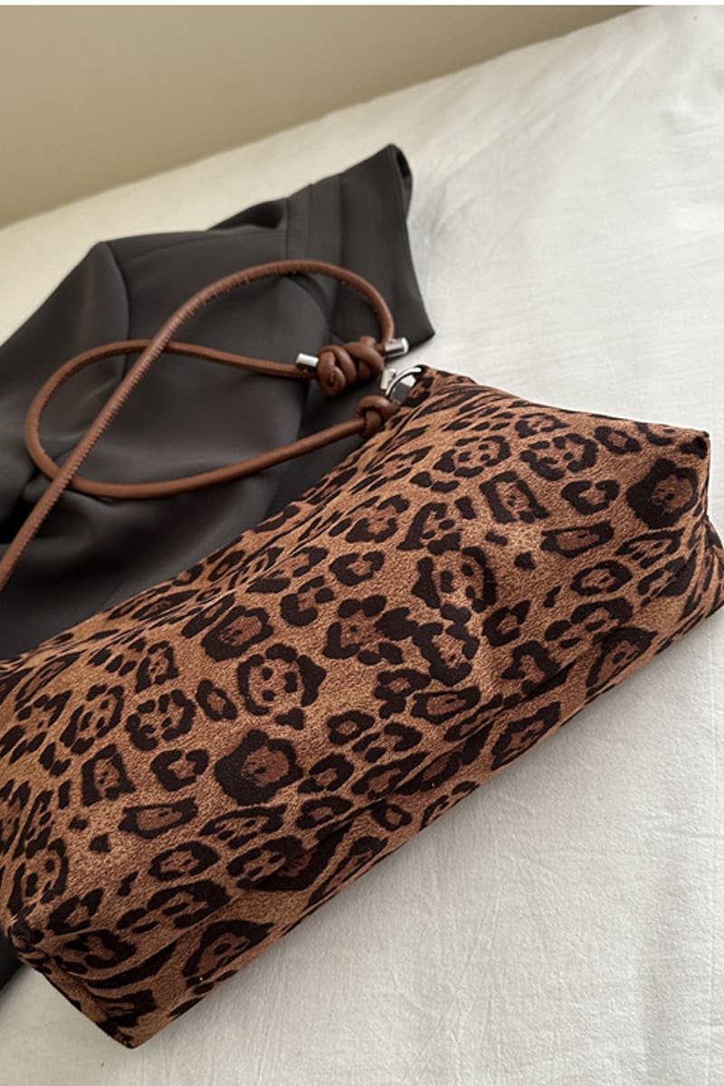 1216 Vintage Leopard Faux Suede Shoulder Bag SI-29023