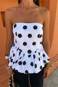 Strapless Polka Dot Peplum Top (PRE-ORDER)