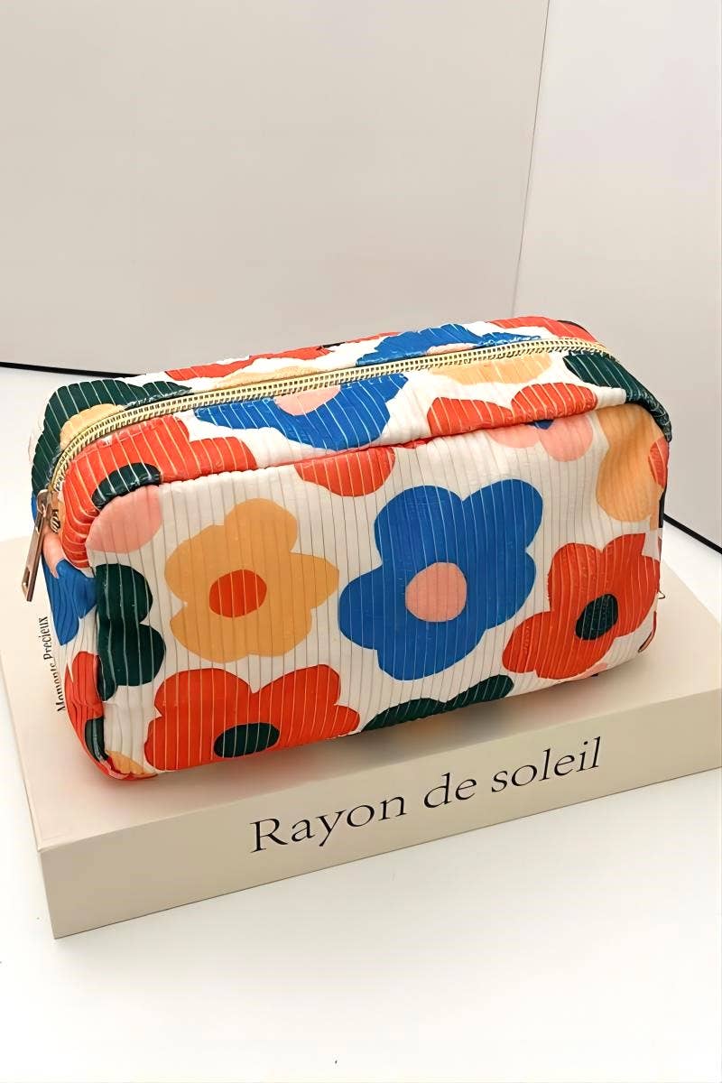 Corduroy cosmetic make up bag pouch