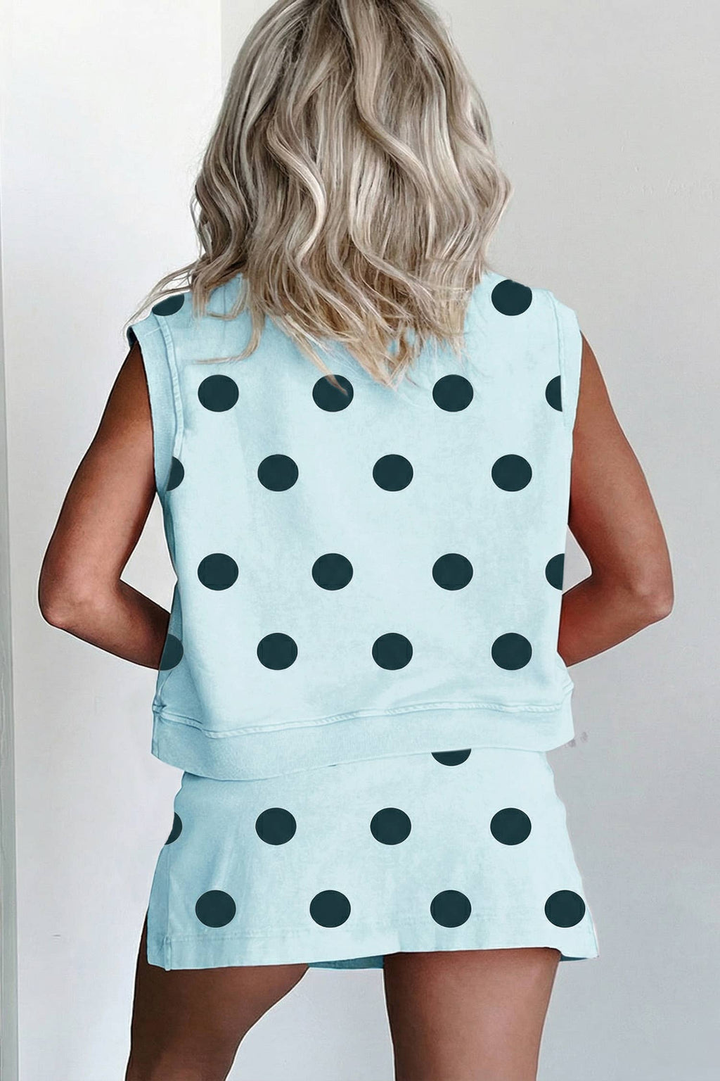 Plus Polka Dot Print Tank Split Mini Skort 2pcs Set (S-XL) PRE-ORDER